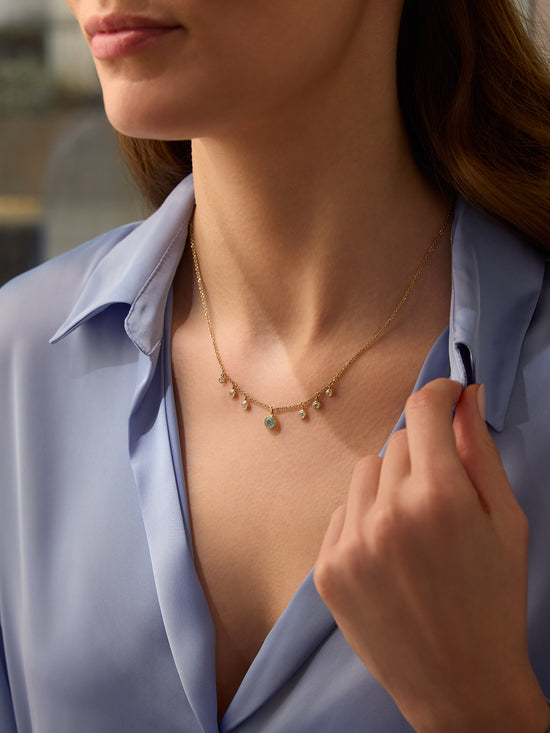 Beach Paraiba Diamond Yellow Gold Necklace