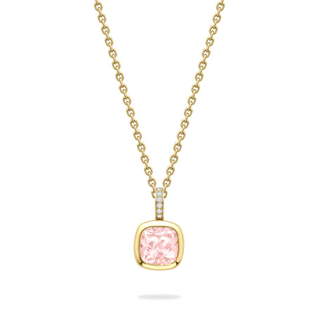 Florentine Dolce Vita Cushion Morganite French Gold Pendant
