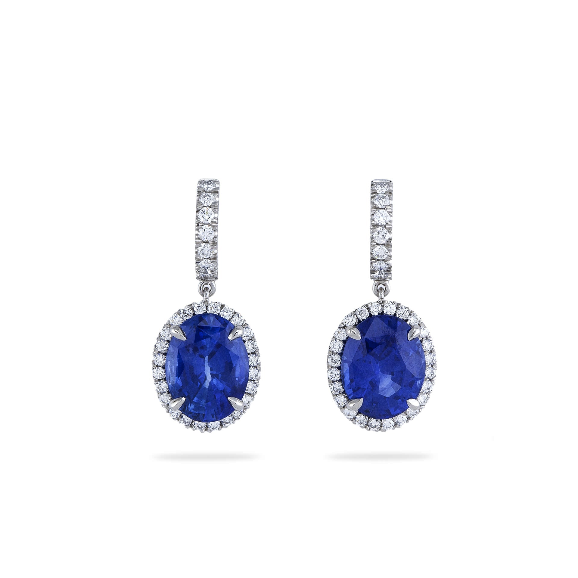 Vintage Oval Sapphire Platinum Earrings