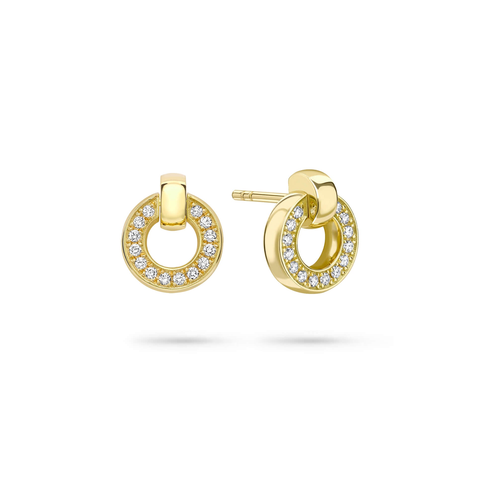 Roulette Yellow Gold Diamond Flip Earrings