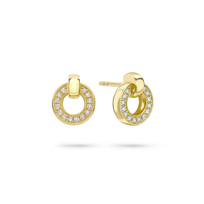 Roulette Yellow Gold Diamond Flip Earrings