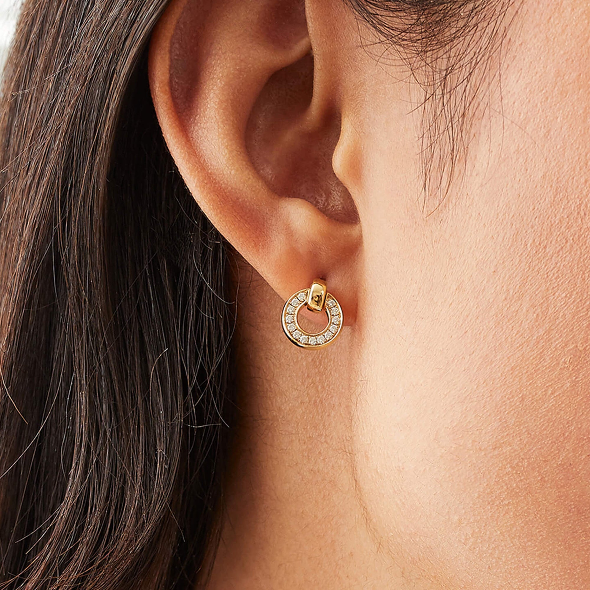 Roulette Yellow Gold Diamond Flip Earrings