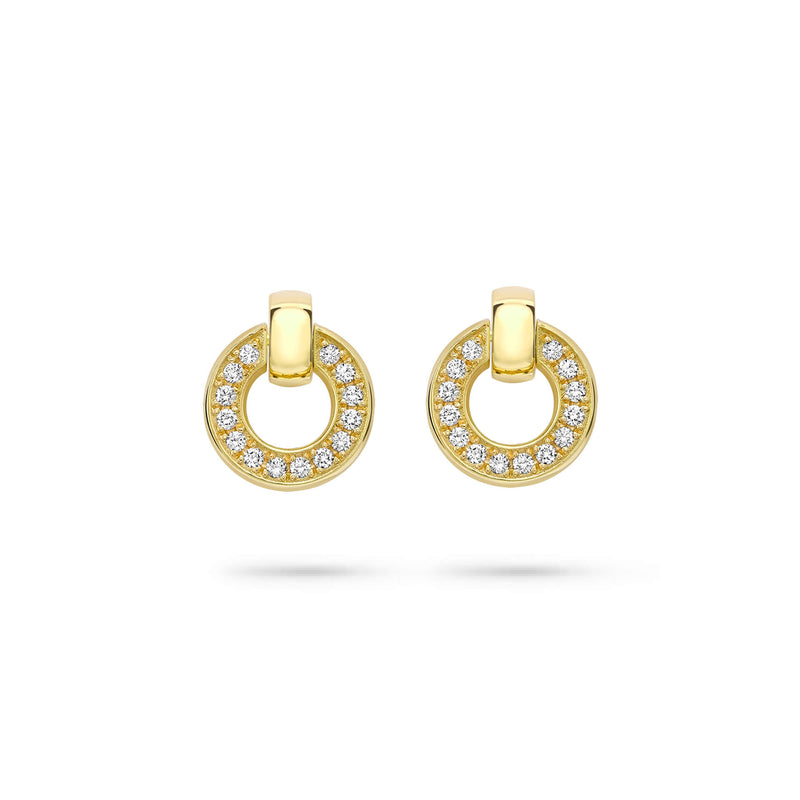Roulette Yellow Gold Diamond Flip Earrings