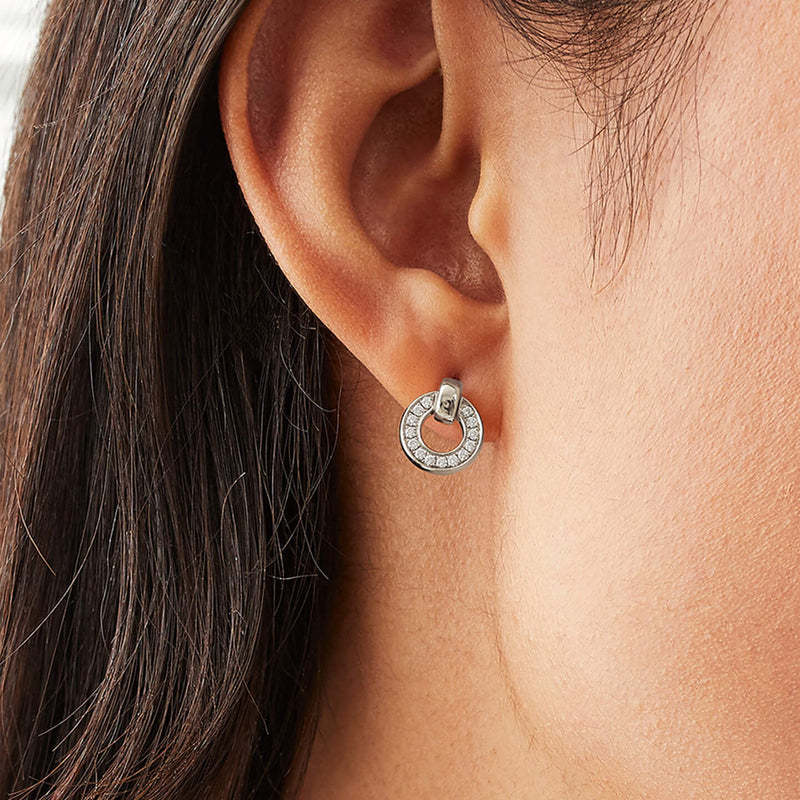 Roulette White Gold Diamond Flip Earrings