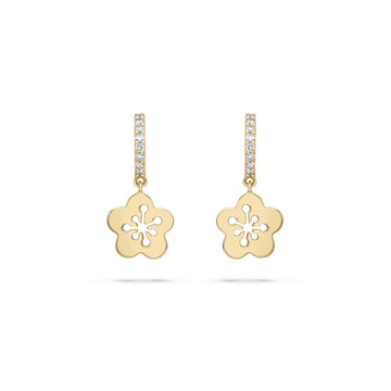 Blossom Mini Yellow Gold Diamond Drop Earrings