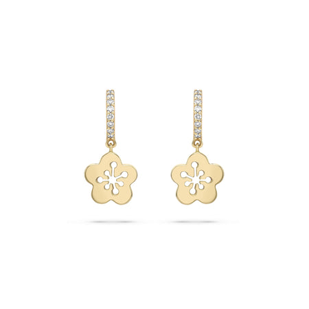 Mini Blossom Yellow Gold Diamond Drop Earrings