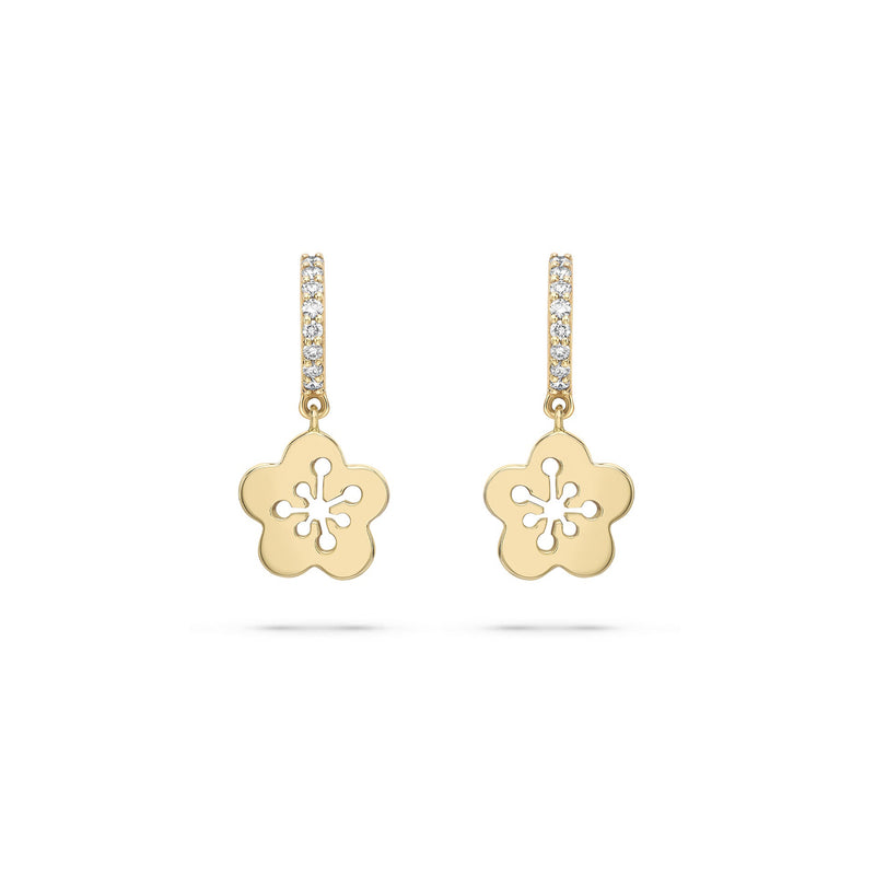 Mini Blossom Yellow Gold Diamond Drop Earrings