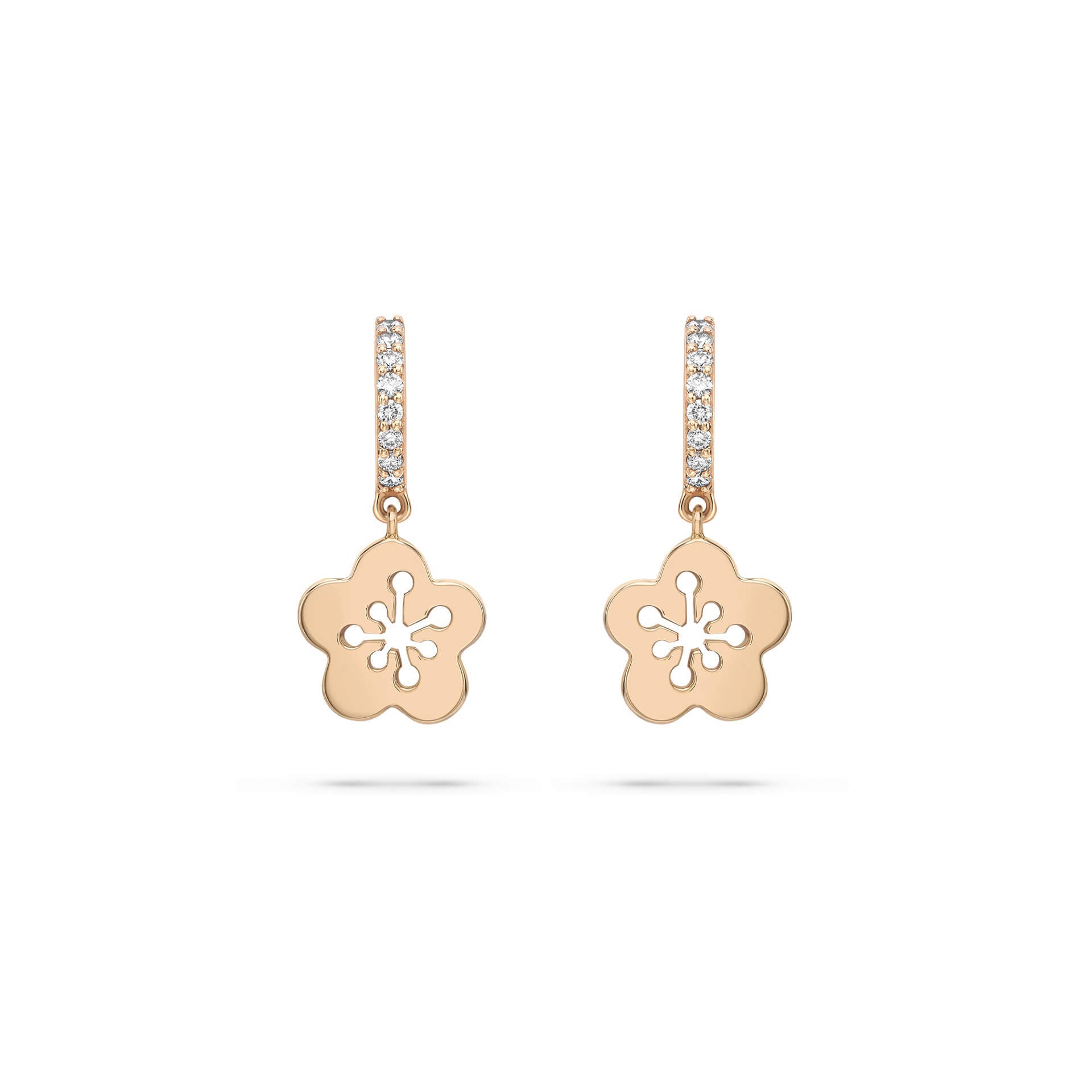 Blossom Mini Rose Gold Diamond Drop Earrings