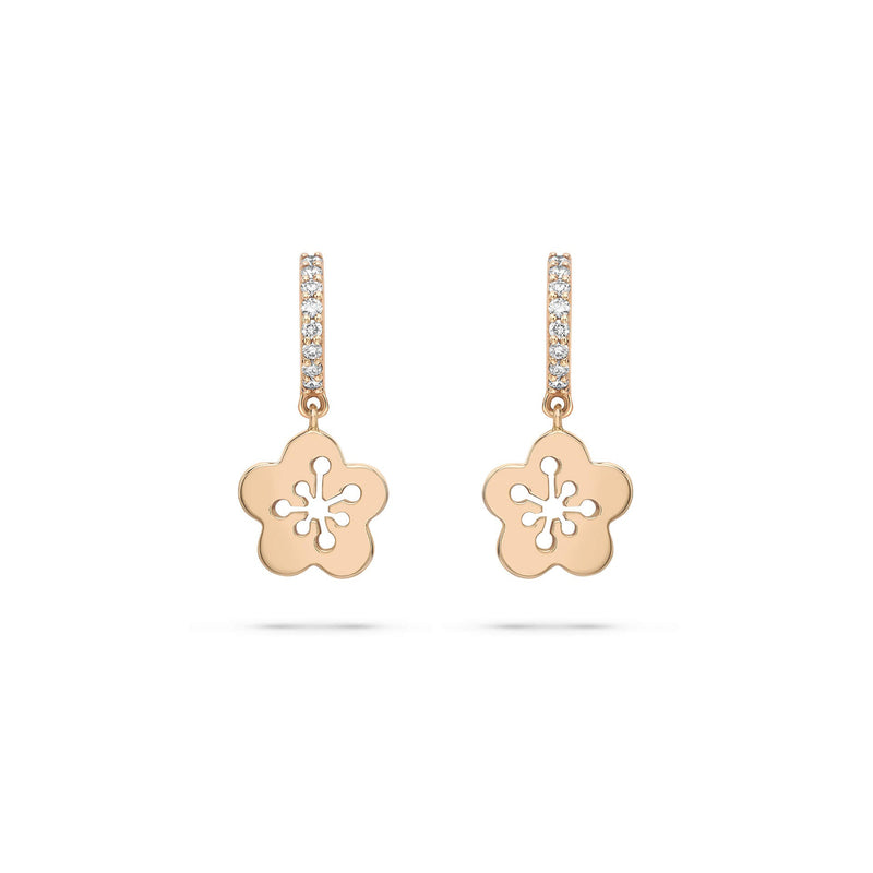 Blossom Mini Rose Gold Diamond Drop Earrings