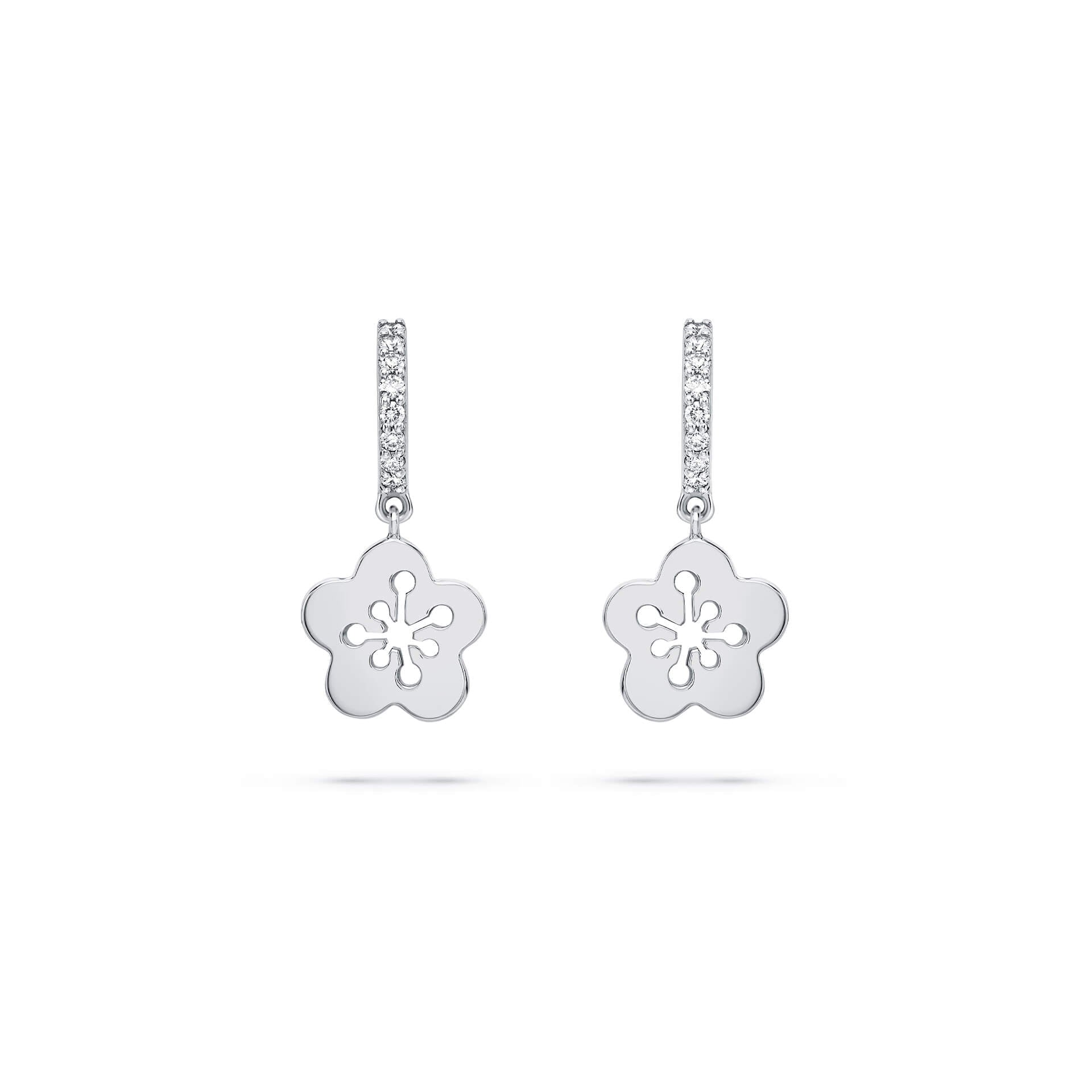 Mini Blossom White Gold Diamond Drop Earrings