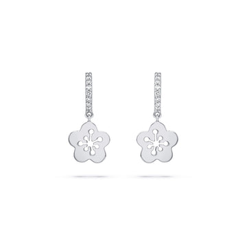 Blossom Mini White Gold Diamond Drop Earrings