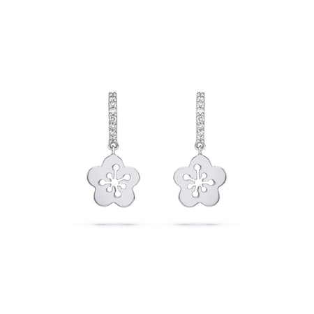 Mini Blossom White Gold Diamond Drop Earrings
