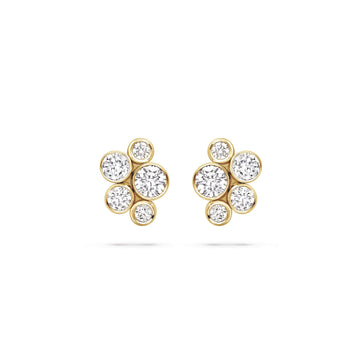 Raindance Classic Cluster Yellow Gold Stud Earrings