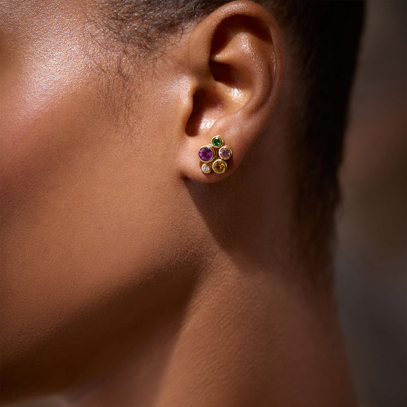 Raindance Yellow Gold Rainbow Watercolour Earrings