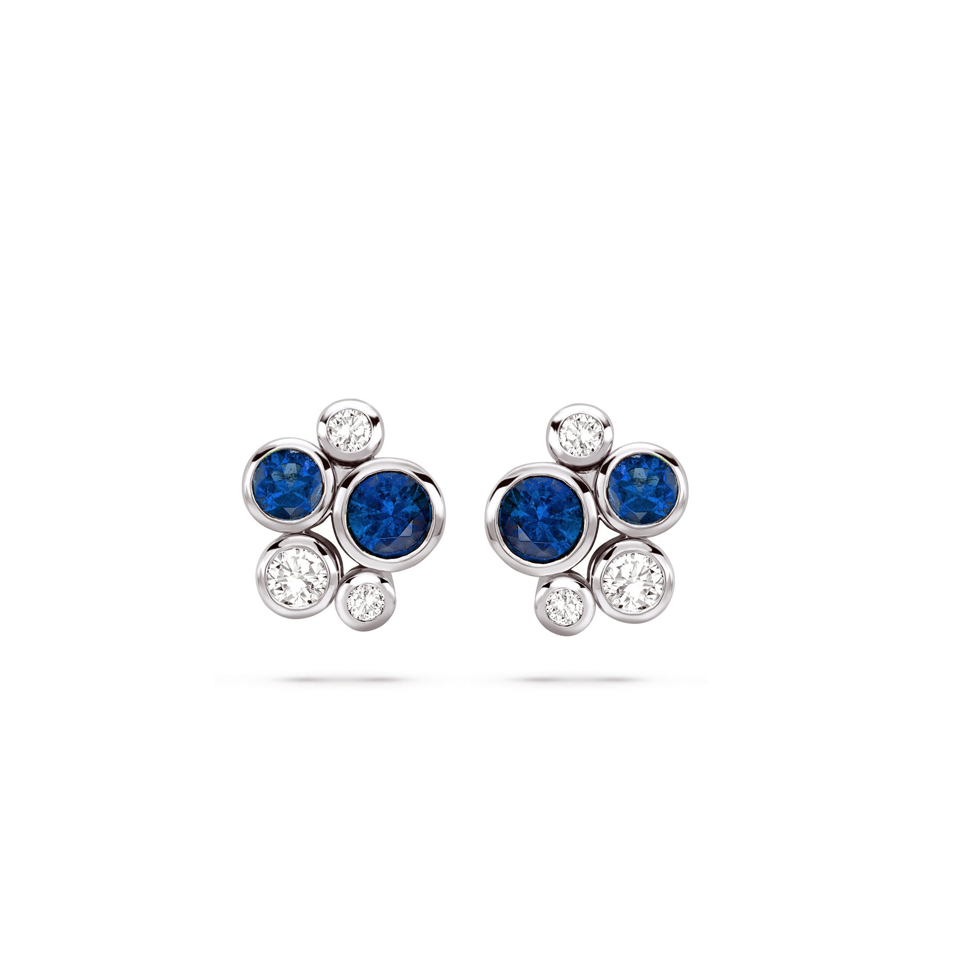 Raindance Sapphire Platinum Cluster Stud Earrings