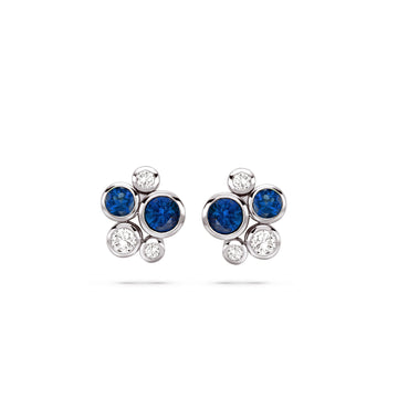 Raindance Sapphire Platinum Cluster Stud Earrings
