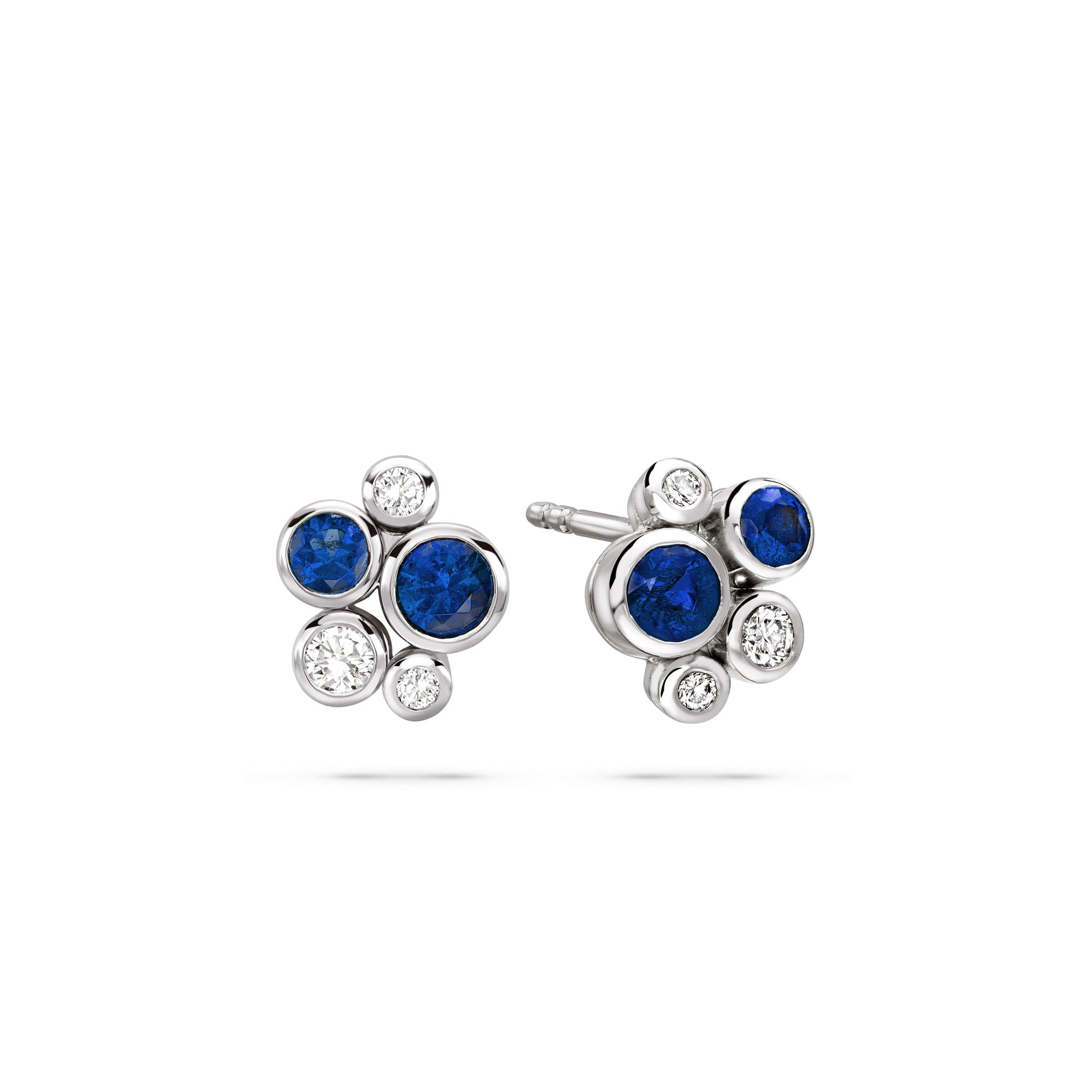 Raindance Sapphire Platinum Cluster Stud Earrings