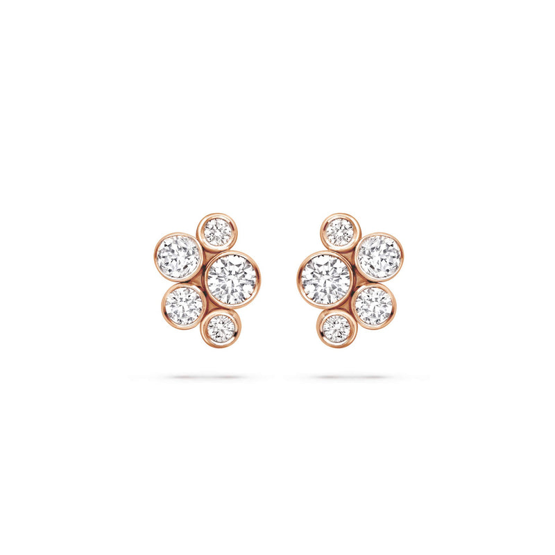 Raindance Classic Cluster Rose Gold Stud Earrings