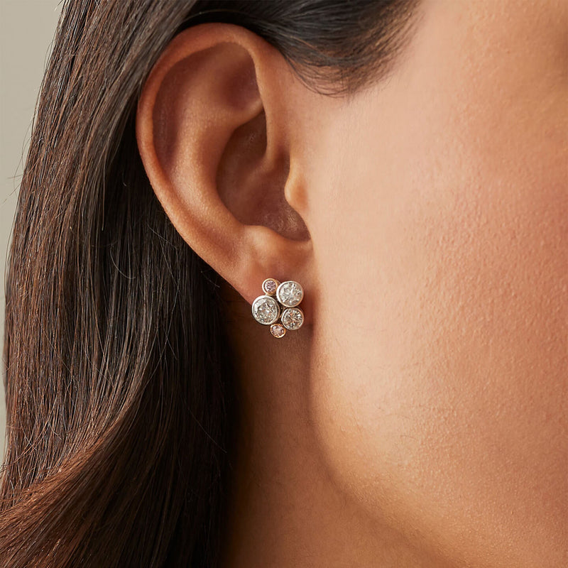 Raindance Pink Diamond Cluster Earrings