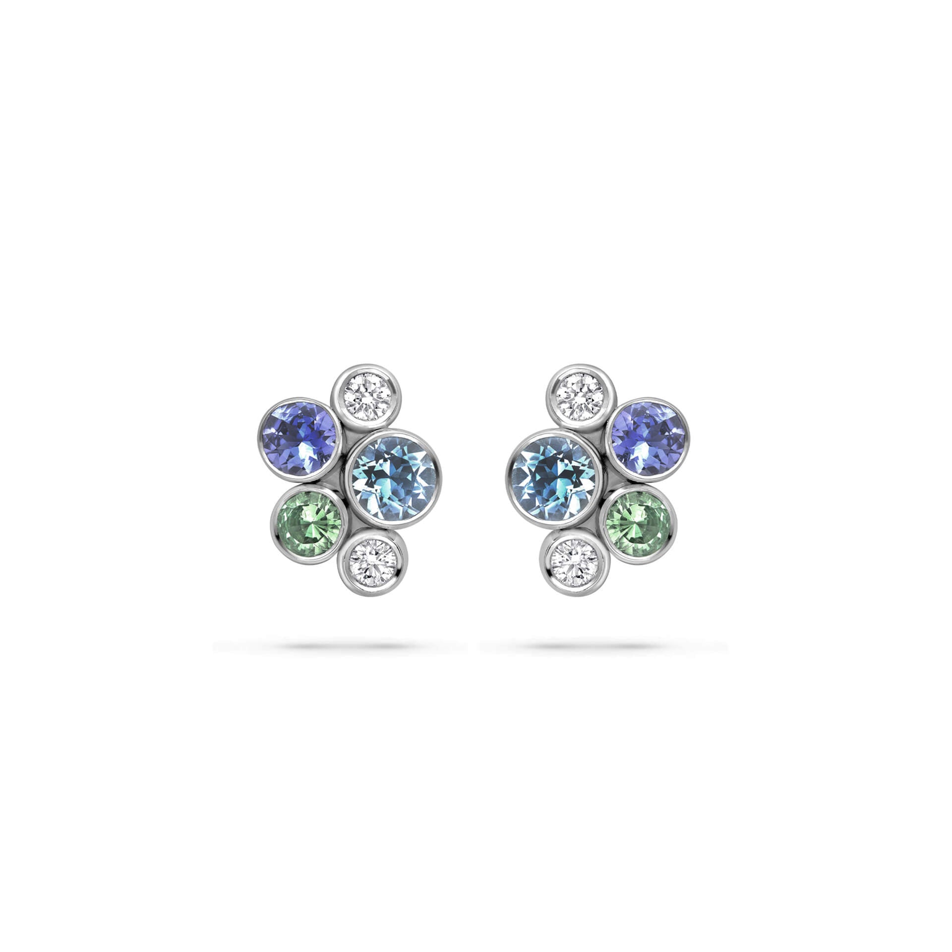 Raindance Watercolour White Gold Cluster Stud Earrings