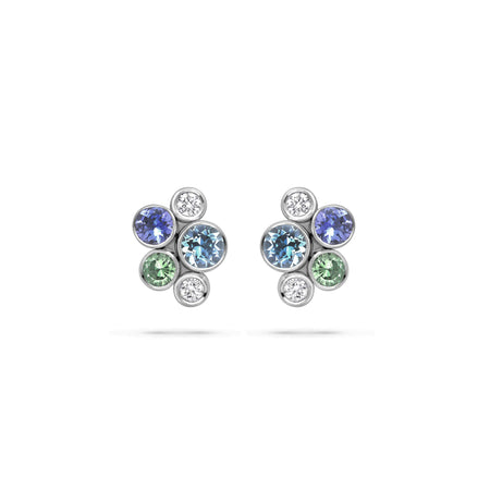 Raindance Watercolour White Gold Cluster Stud Earrings