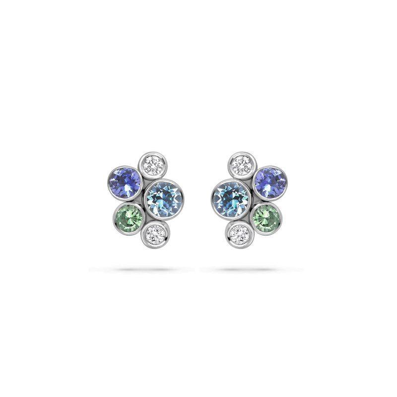 Raindance Watercolour White Gold Cluster Stud Earrings