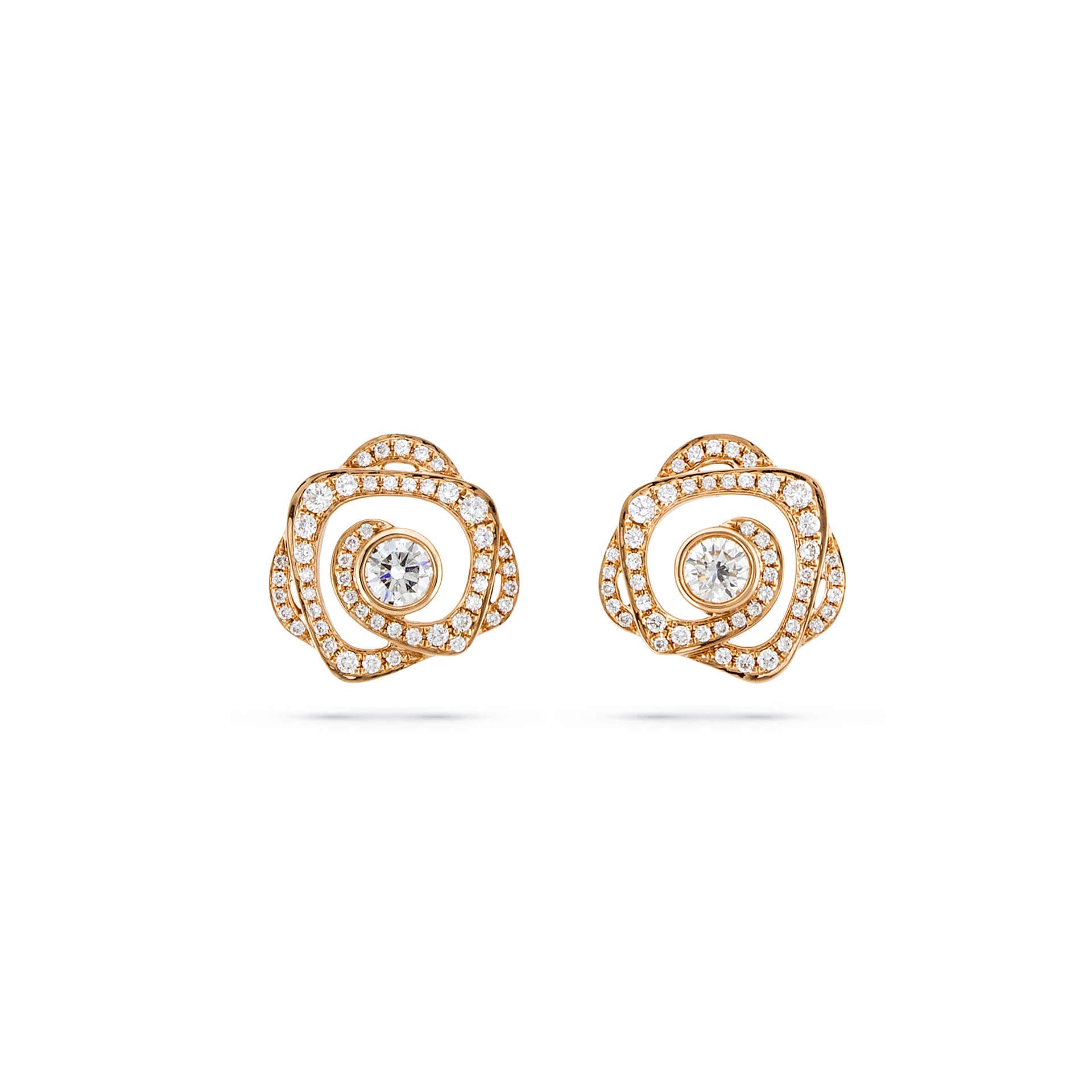 Maymay Rose Large Rose Gold Diamond Earrings