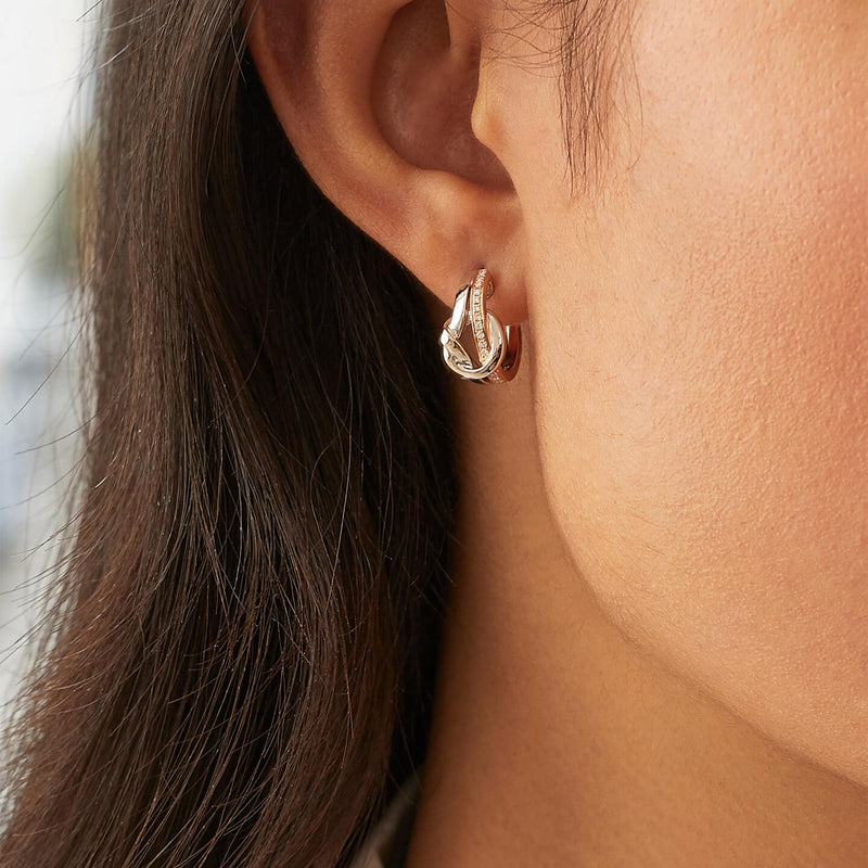 The Knot White and Rose Gold Diamond Earrings
