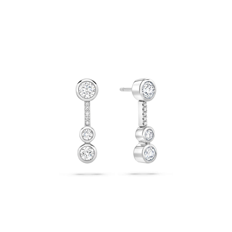 Waterfall Diamond Platinum Small Drop Earrings
