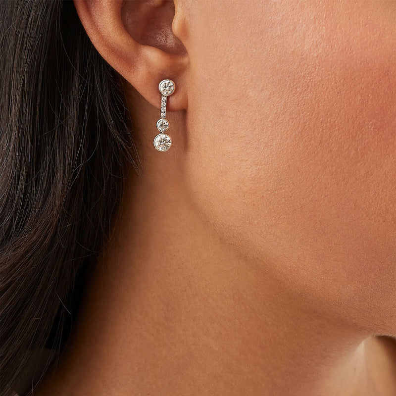 Waterfall Diamond Platinum Small Drop Earrings