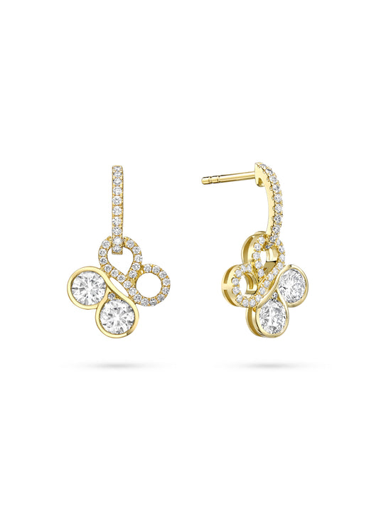 Be Boodles Yellow Gold Diamond Drop Earrings