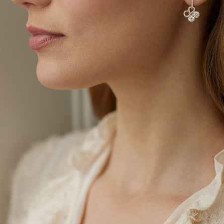 Be Boodles Yellow Gold Diamond Drop Earrings