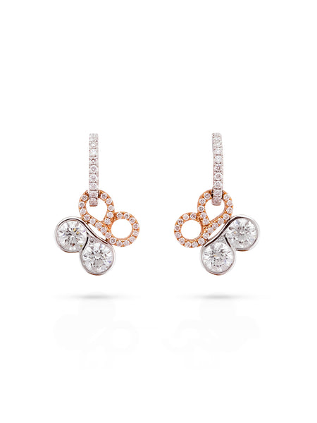 Be Boodles Platinum and Rose Gold Diamond Earrings