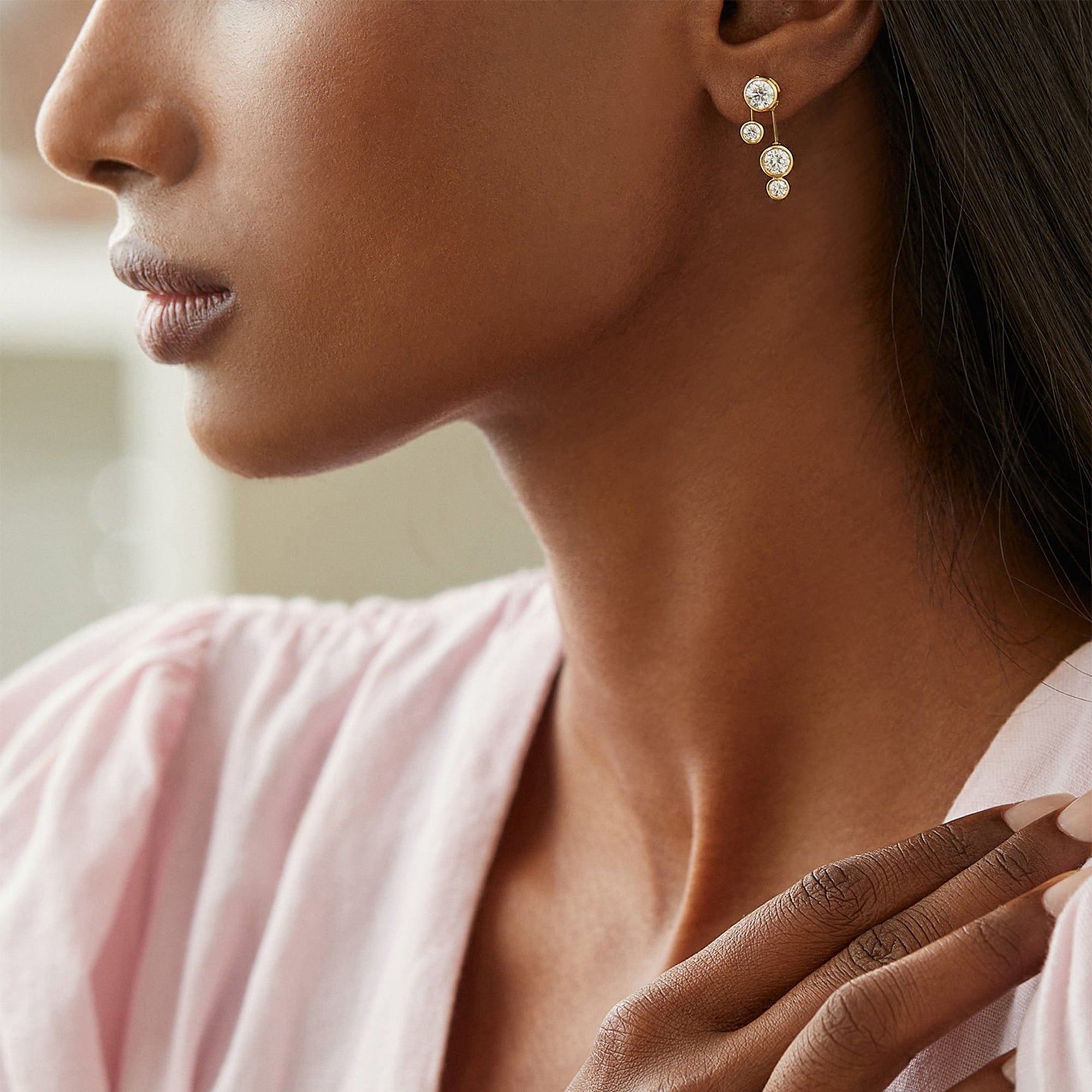 Raindance Detachable Double Drop Yellow Gold Earrings