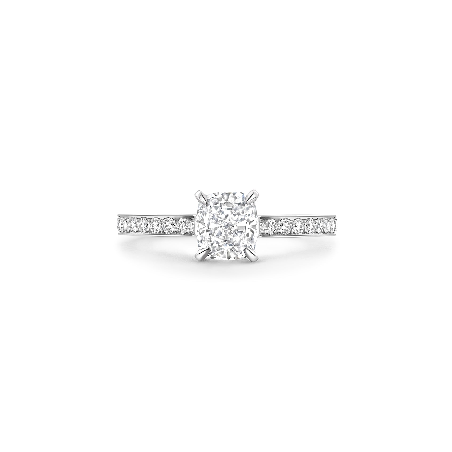 Harmony Cushion Cut Platinum Diamond Engagement Ring