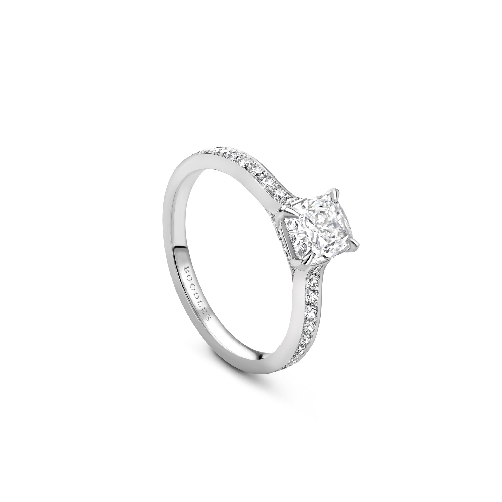 Harmony Cushion Cut Platinum Diamond Engagement Ring