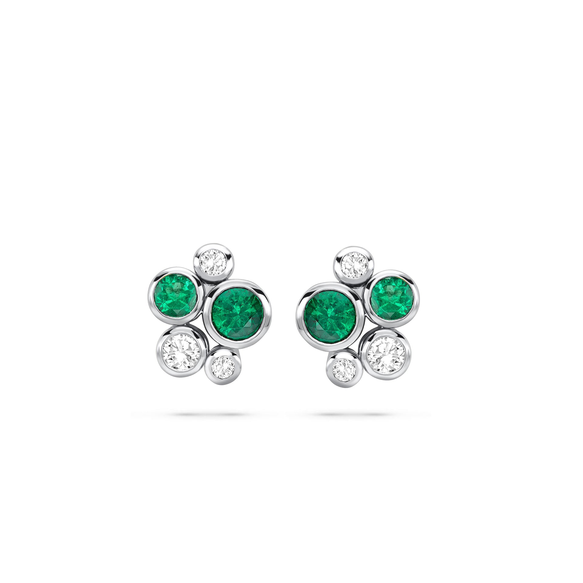 Raindance Cluster Emerald Stud Earrings