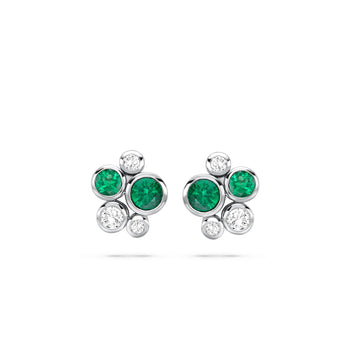 Raindance Classic Cluster Emerald Platinum Stud Earrings