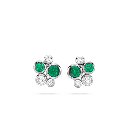 Raindance Classic Cluster Emerald Platinum Stud Earrings