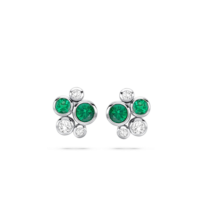 Raindance Cluster Emerald Stud Earrings