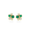 Raindance Cluster Emerald Yellow Gold Stud Earrings