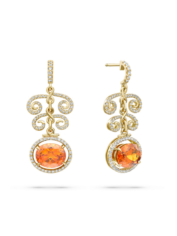 A Family Journey Mandarin Garnet Yellow Gold Earrings