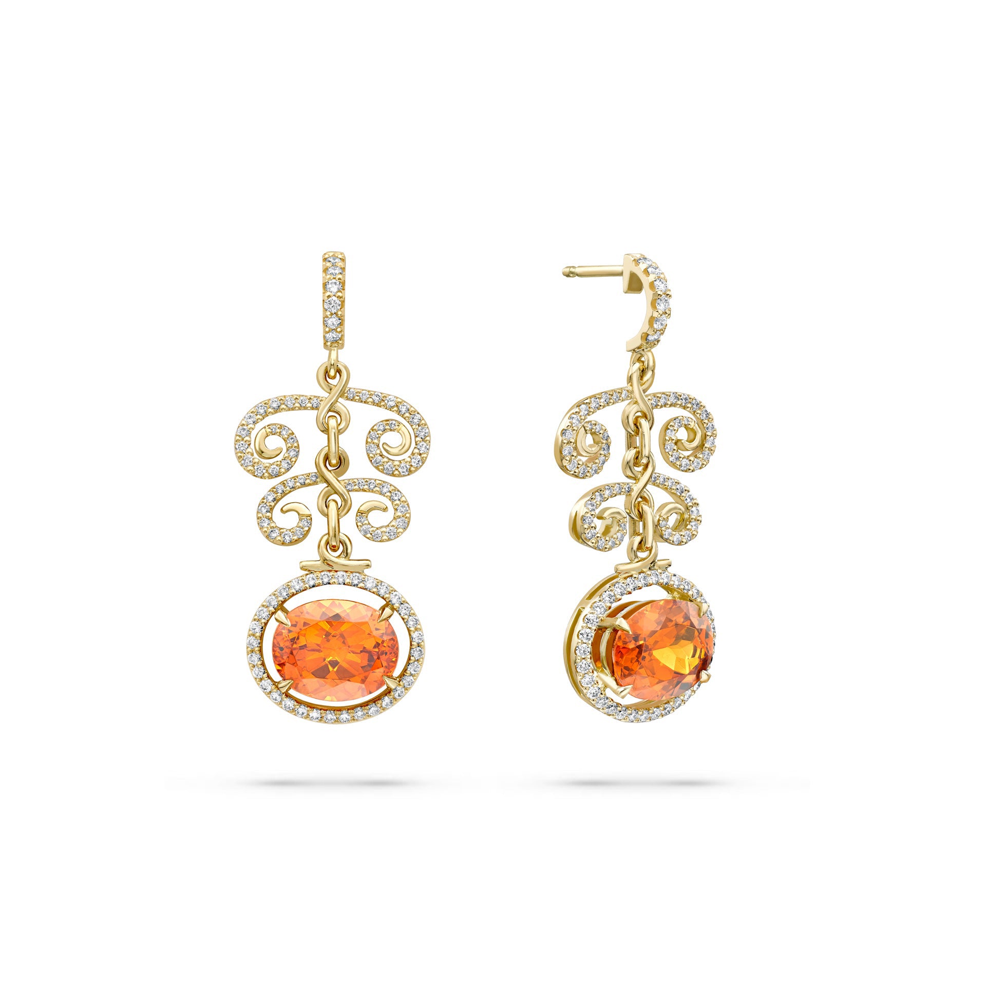A Family Journey Mandarin Garnet Yellow Gold Earrings