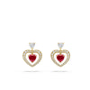Vintage Heart Ruby and Diamond Yellow Gold Earrings