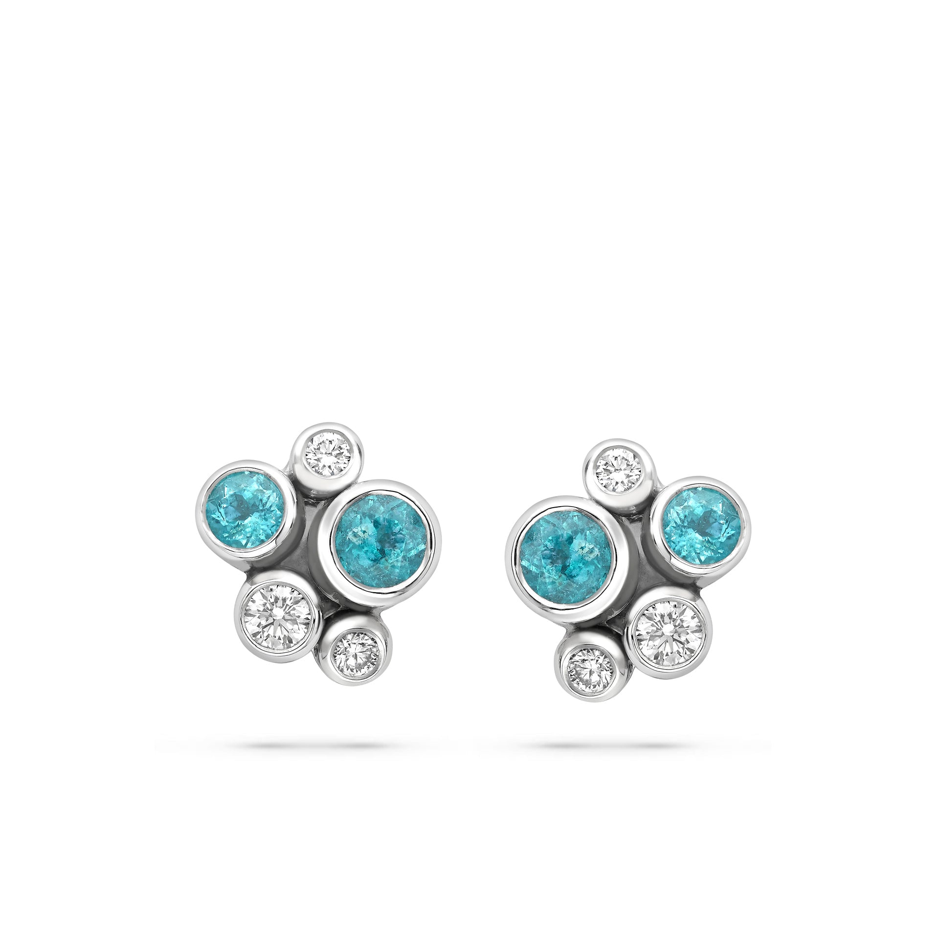 Raindance Paraiba Tourmaline Platinum Cluster Earrings