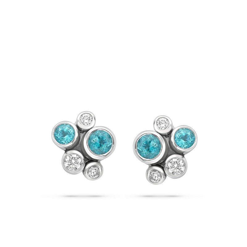 Raindance Paraiba Tourmaline Platinum Cluster Earrings