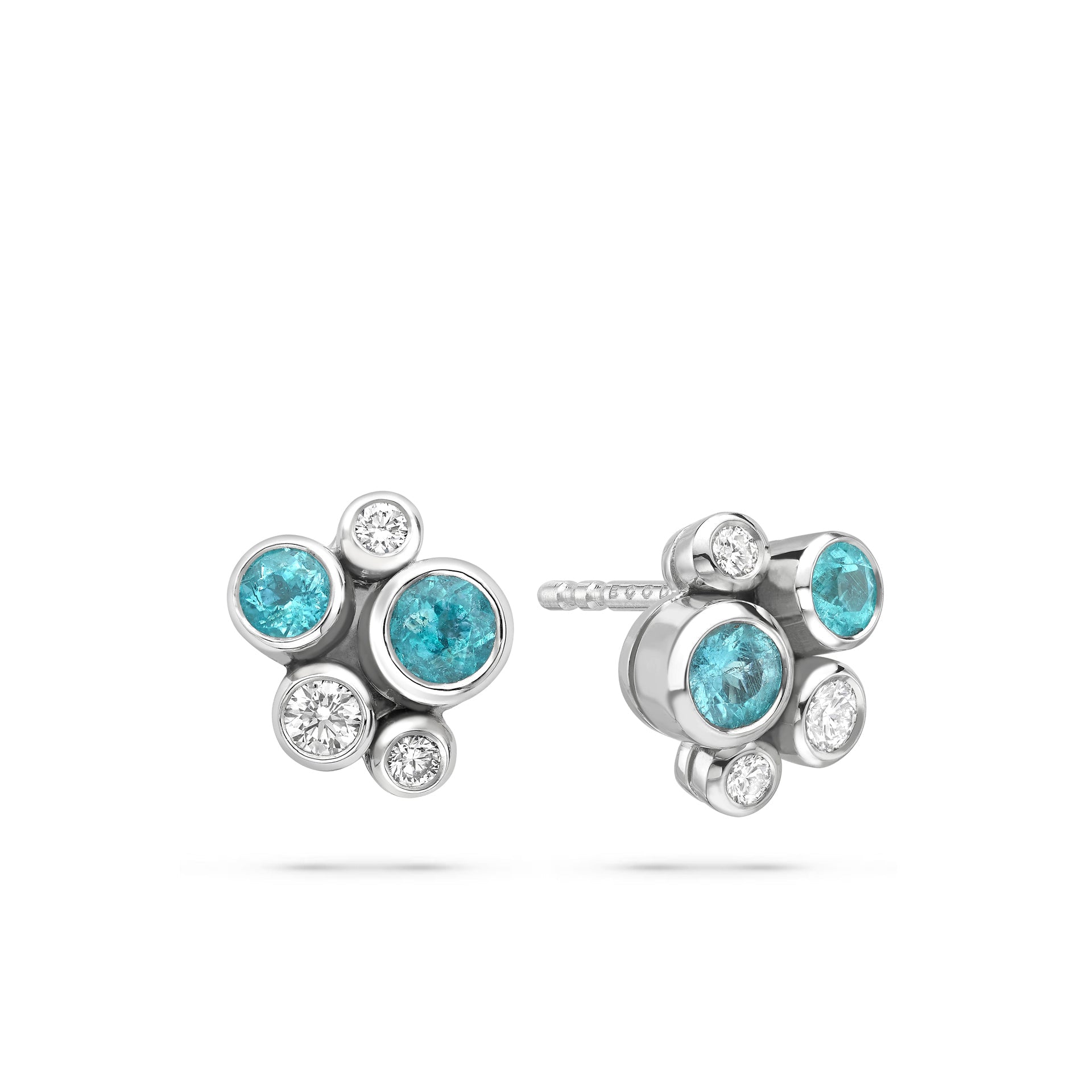 Raindance Paraiba Tourmaline Platinum Cluster Earrings