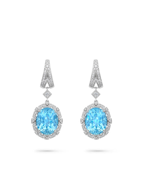 Fifth Avenue Aquamarine and Diamond Platinum Drop Earrings