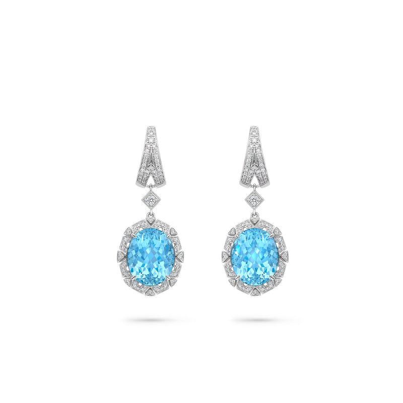 Fifth Avenue Aquamarine and Diamond Platinum Drop Earrings