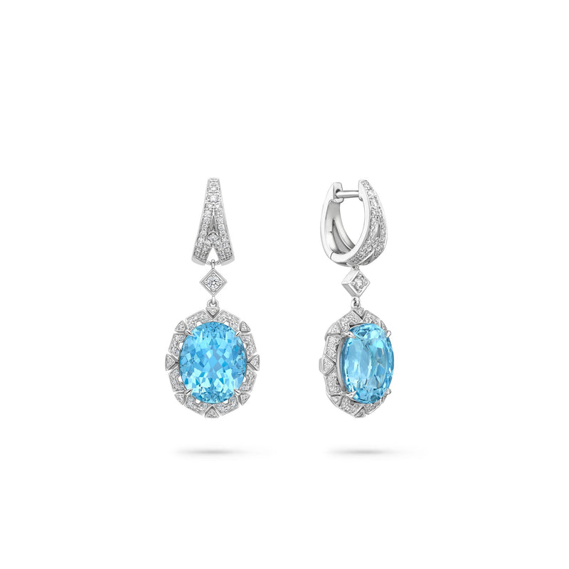 Fifth Avenue Aquamarine and Diamond Platinum Drop Earrings